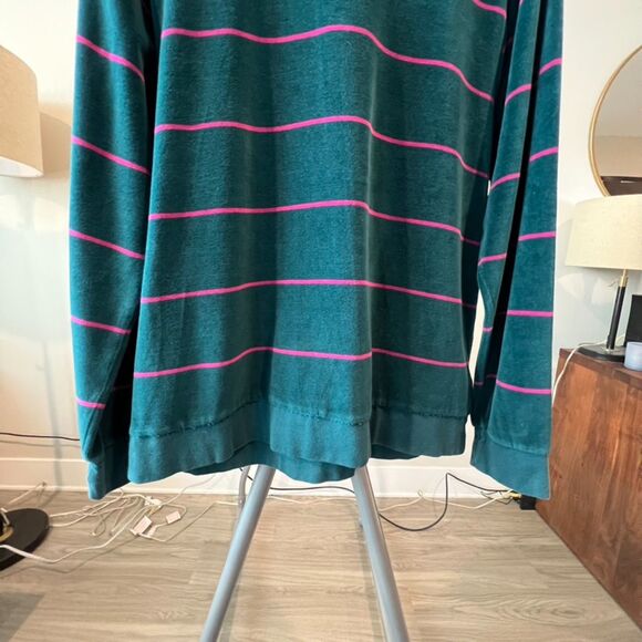 Stussy - Striped Velour LS Tee (#1140071) - Teal, Pink - Picture 4 of 6